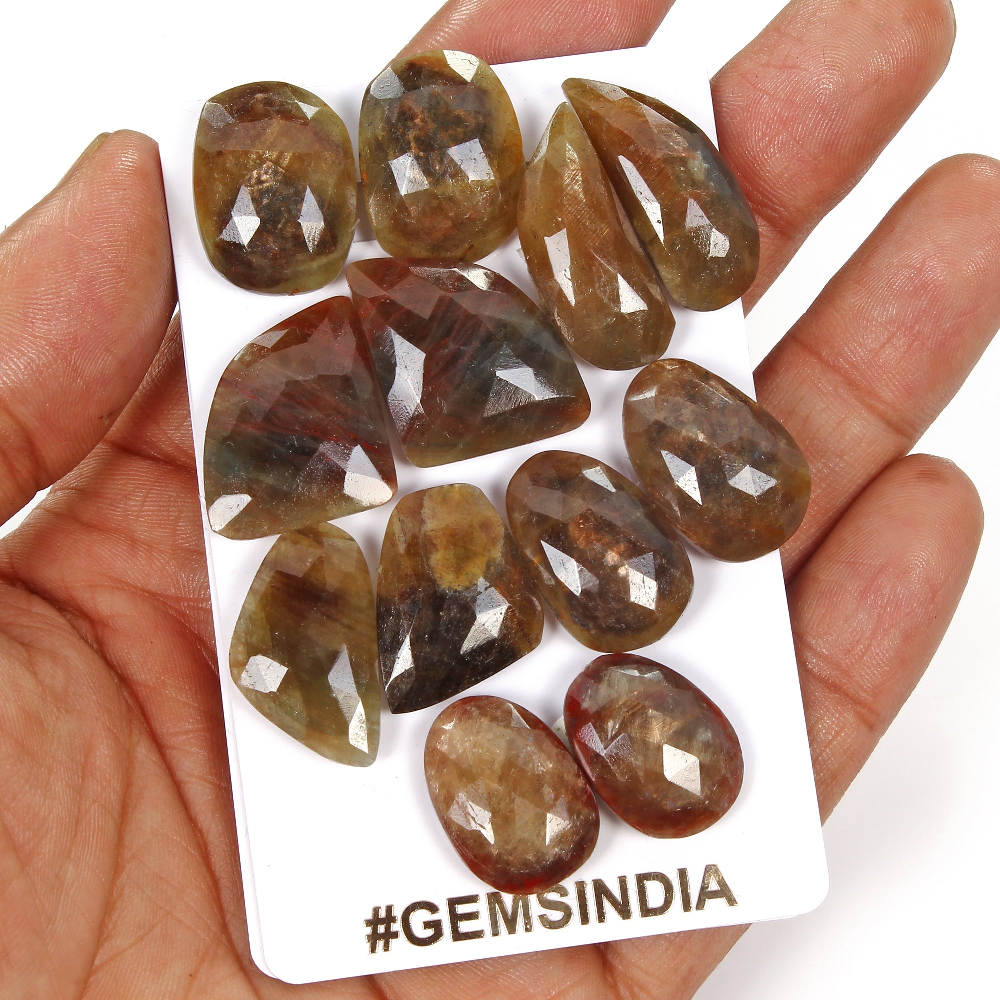 Certified 191.80 Cts/12 Pcs Natural Brown Sapphire Rose Checker Cut Pairs Gems