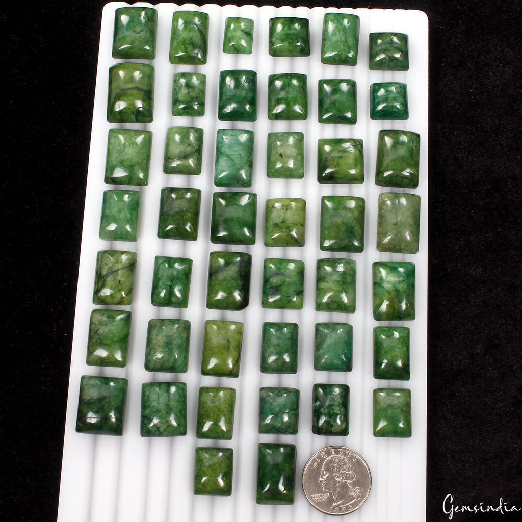 1000 Ct Natural Green Emerald Rectangular Cabochon Loose 15-24mm Gemstones~44 Pc