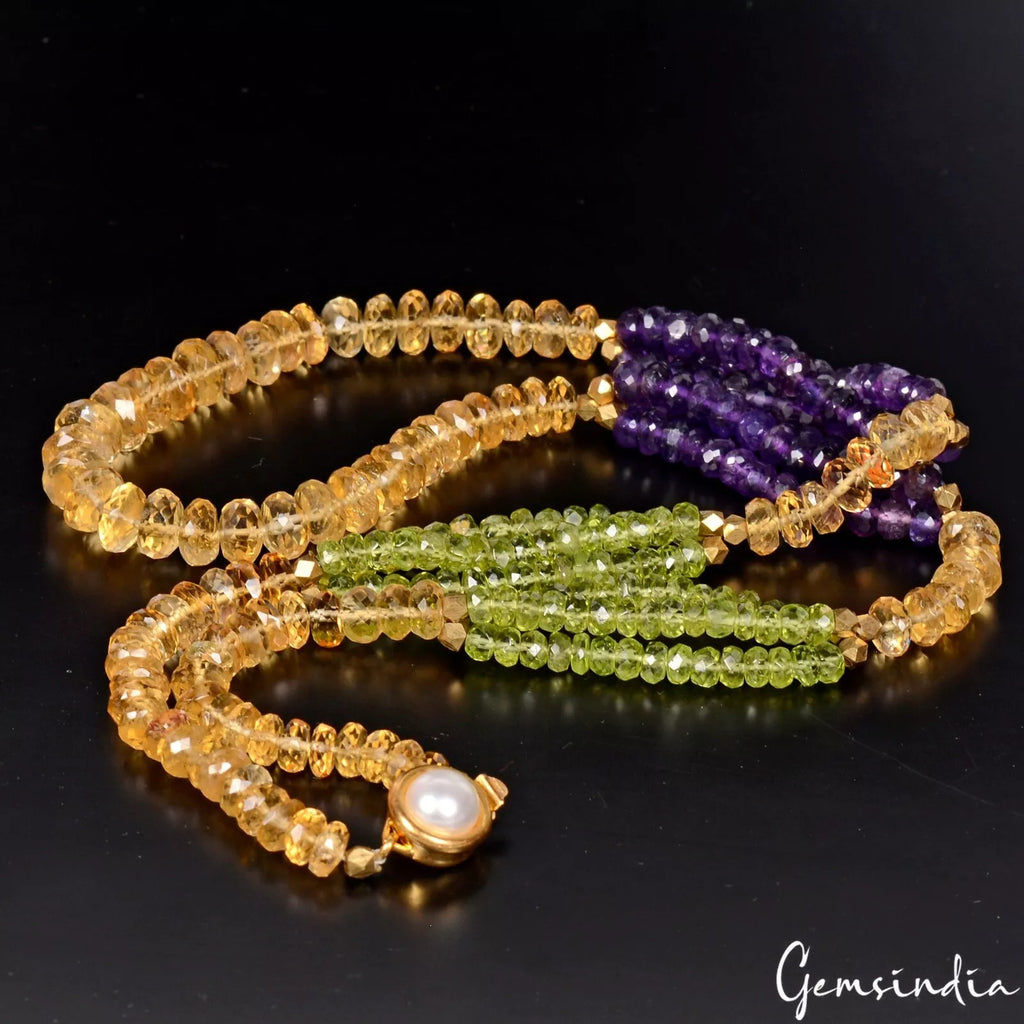 Citrine Necklace, Multi Color — 4mm to 8mm, 270 Ct
