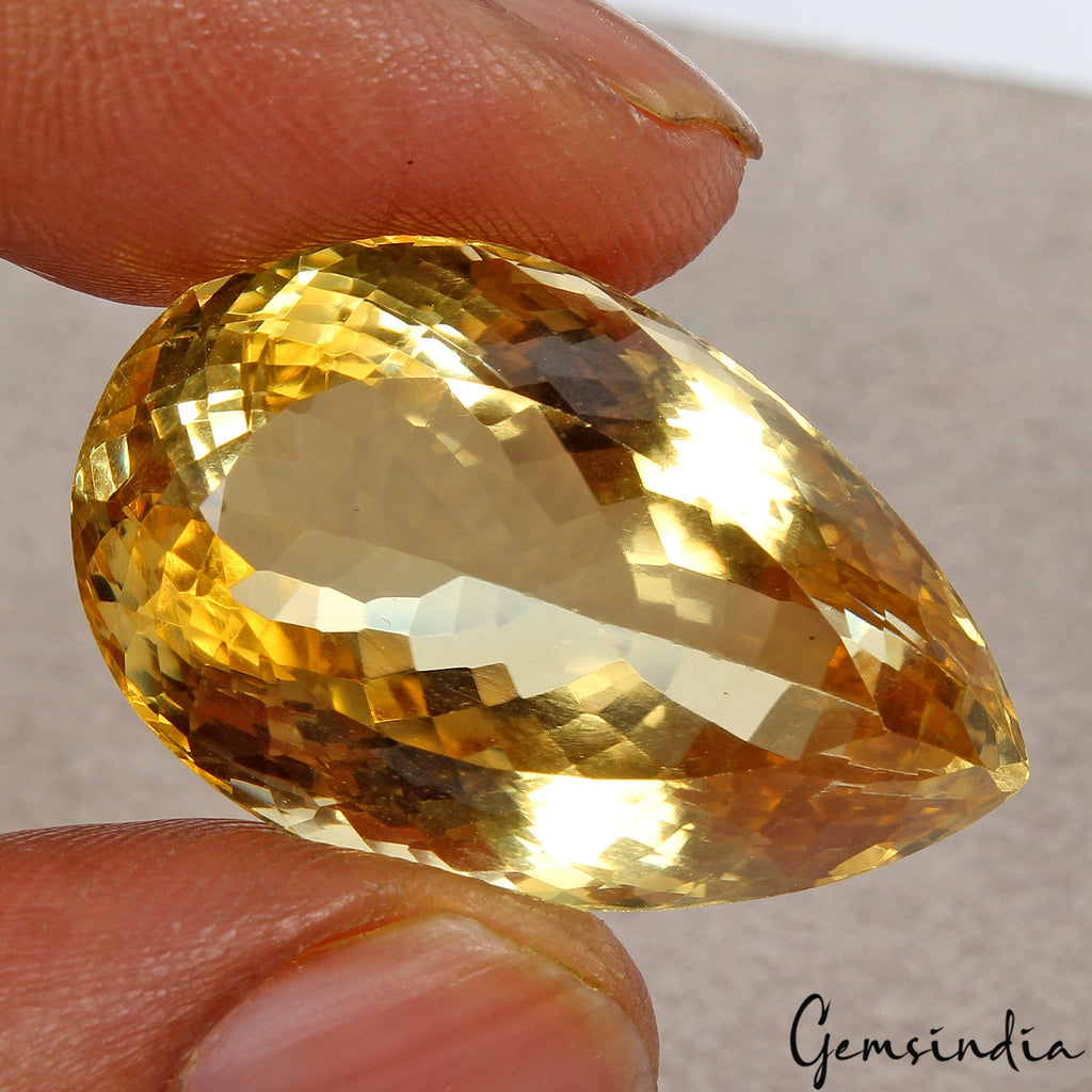 VVS 46.30Ct Natural Citrine AAA Grade Pear Faceted Cut Unheated Gemstone, Brazil