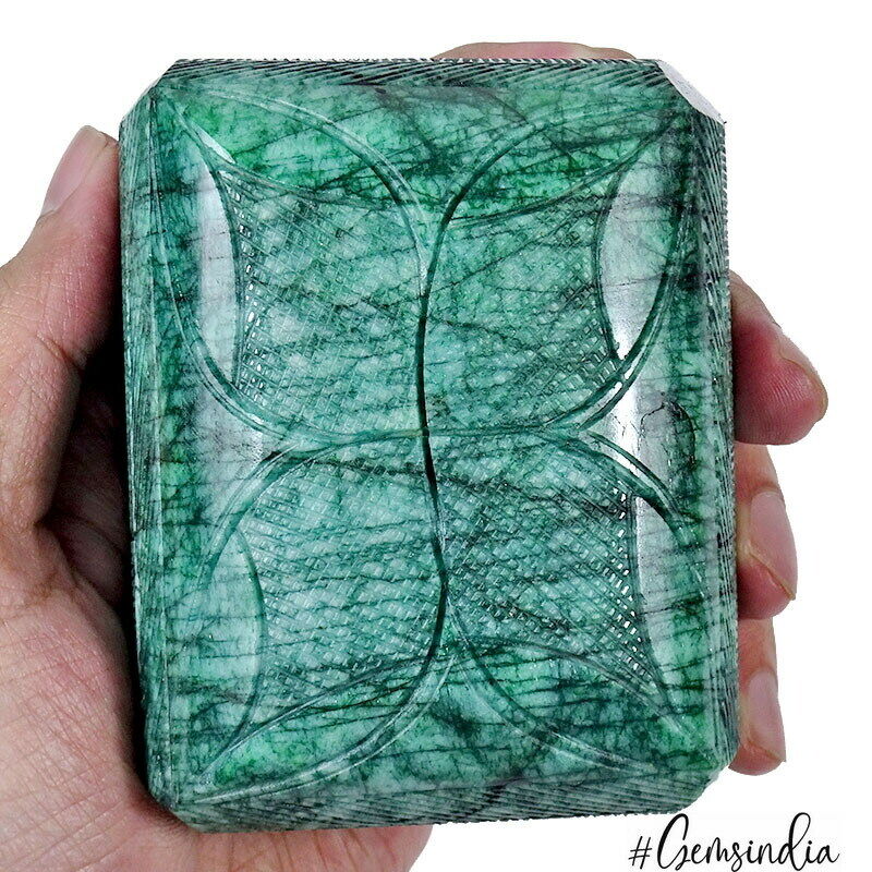 Emerald Carving, Color Enhanced, Green — 90 x 73 x 50mm, 3450 Ct, Brazil