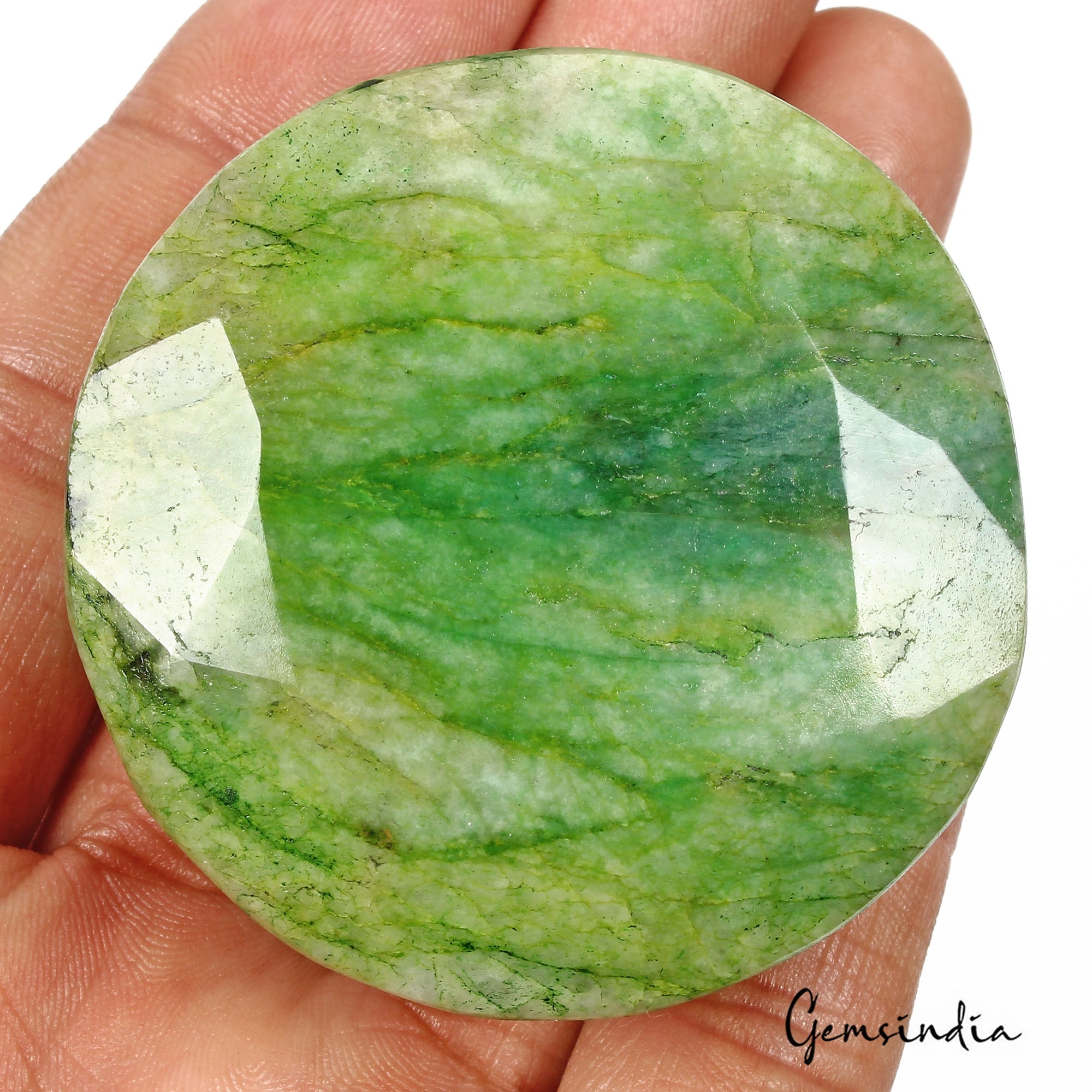Certified 550 Cts Natural Brazilian Green Emerald Uneven Round Faceted Cut Gem
