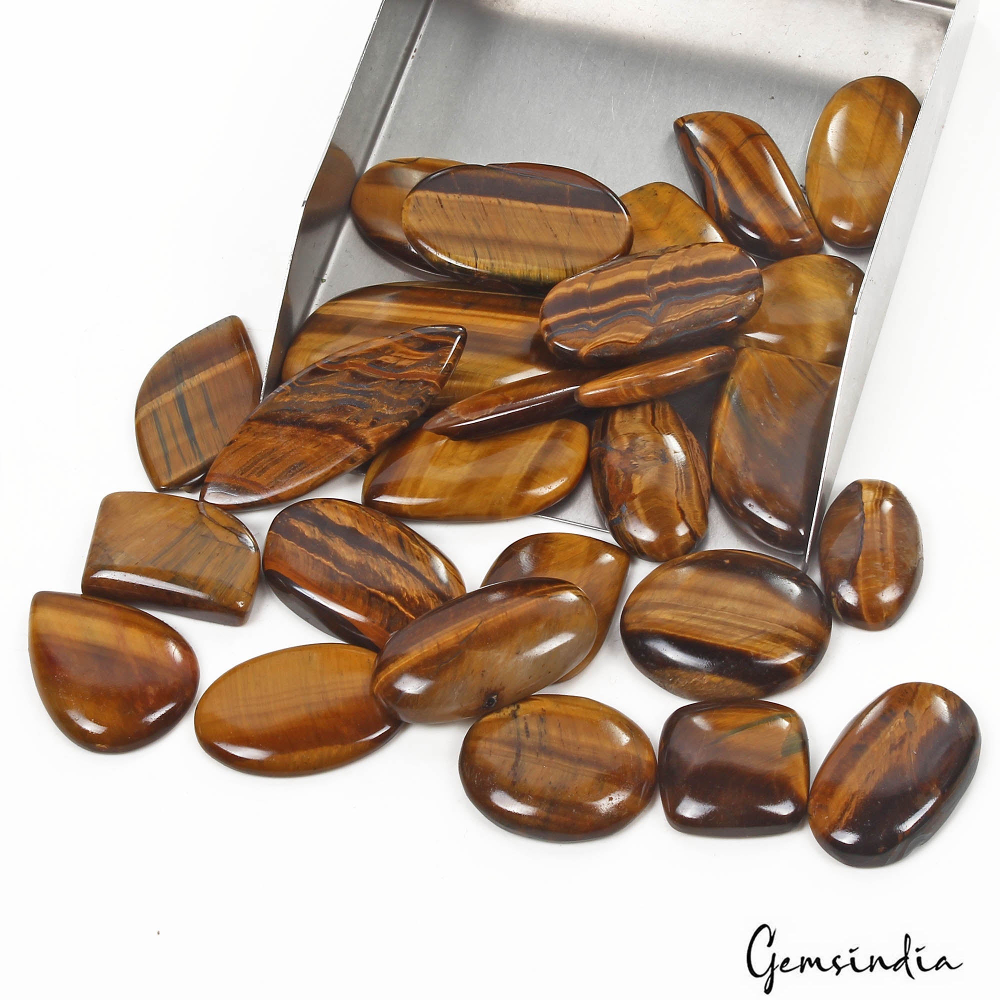 920 Cts/26 Pcs Natural Untreated Yellow Tiger Eye Mixed Cab Wholesale Loose Gems