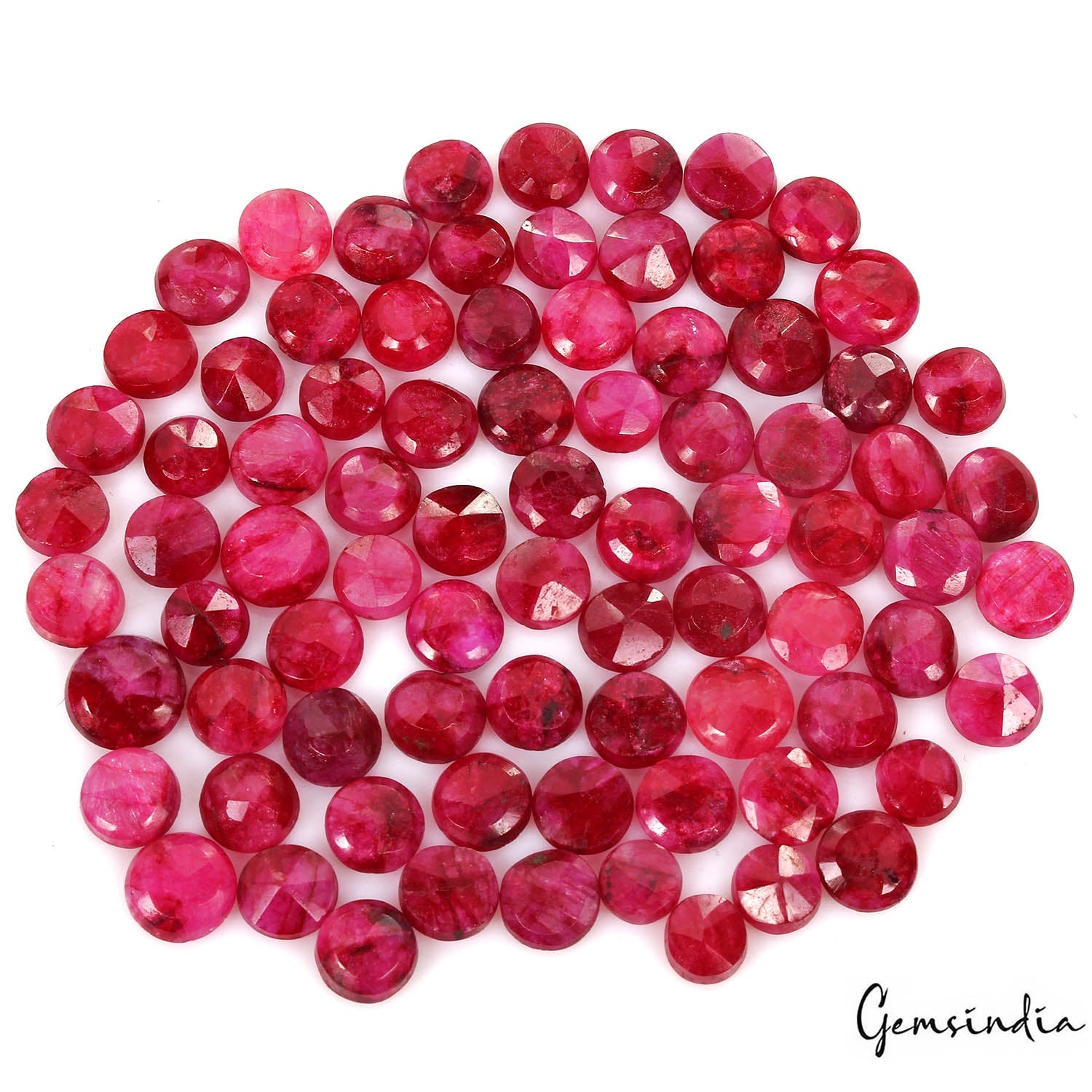 220 Ct/81 Pcs Natural Red USA Beryl Bixbite Round Cut Loose Gems Lot For Jewelry
