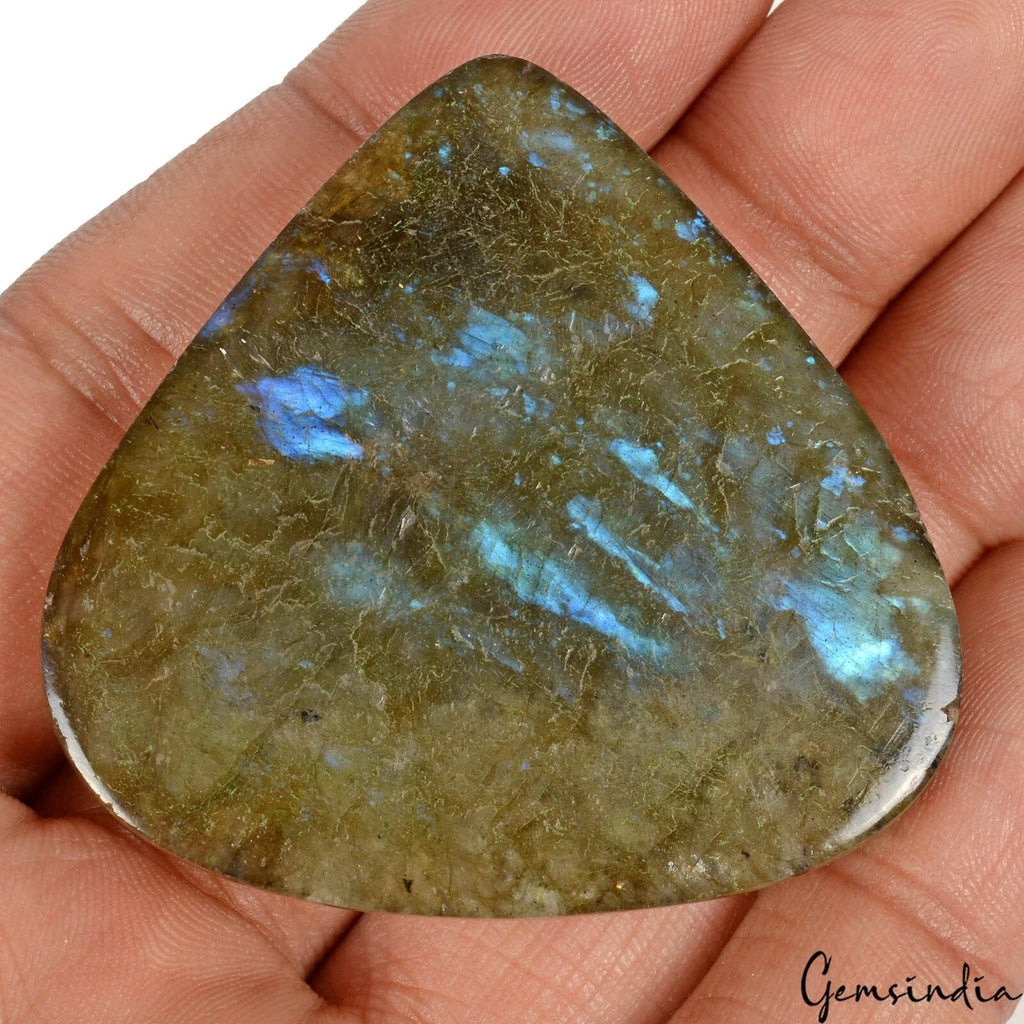 Labradorite Cabochon, Blue — 47x49x11mm, 210.00 Ct