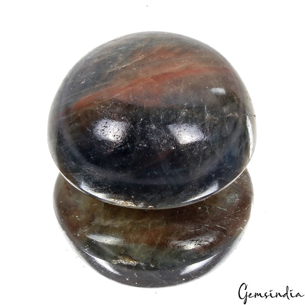 Certified 390 Ct Natural Brown Blue Sapphire W/Red Marks Round Cabochon Gemstone