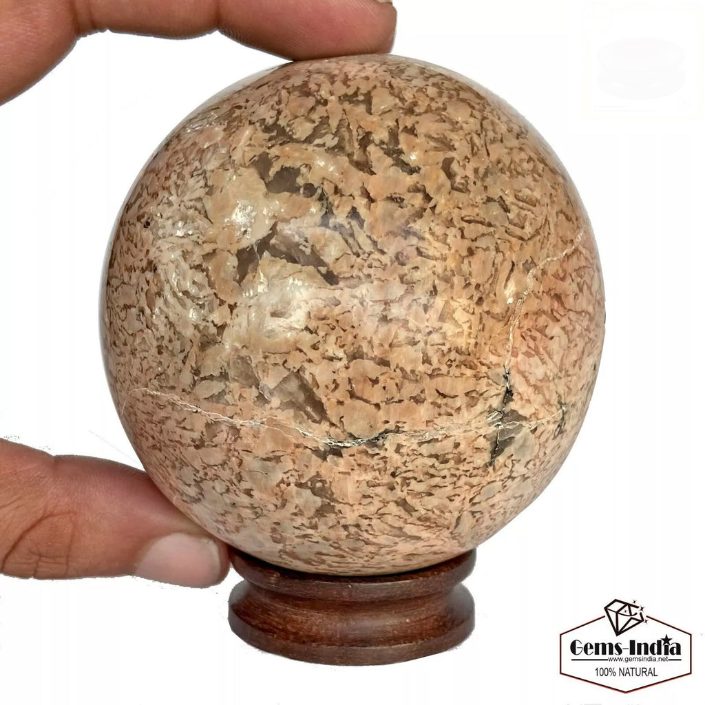Moonstone Sphere, Peach — 3.1" in diameter, 550 Kg (2750 Ct)