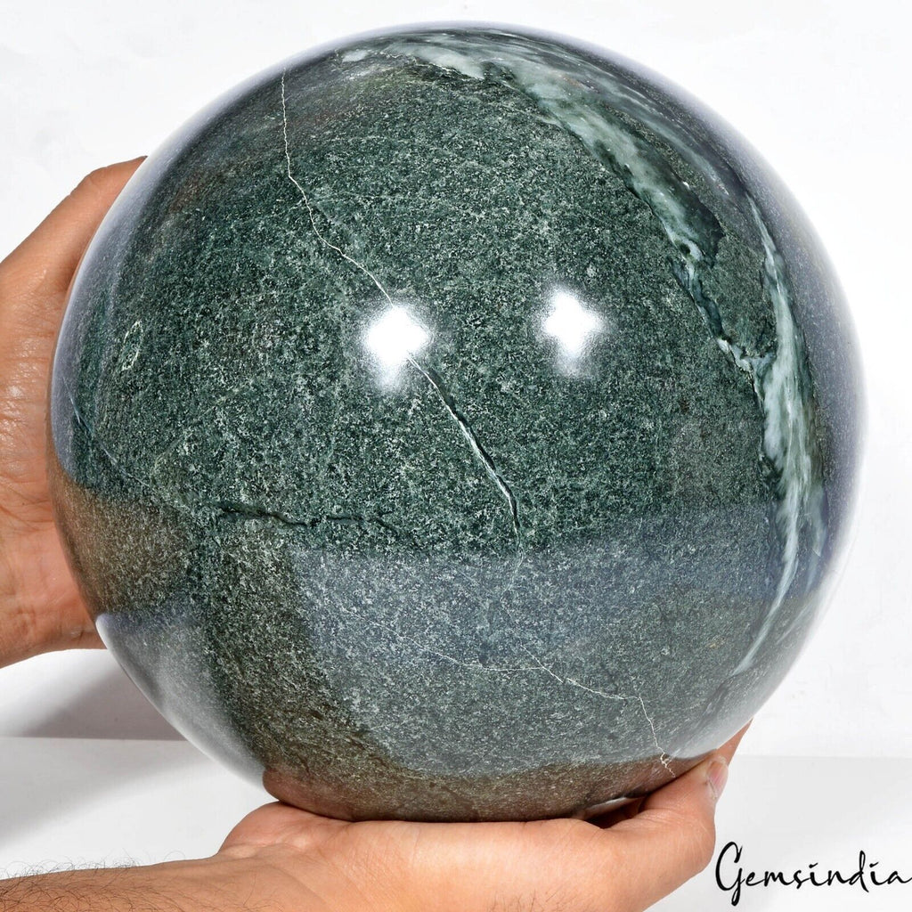 33.28 LB Natural Green Opal Sphere Crystal Ball Mineral Specimen Healing 8.5"