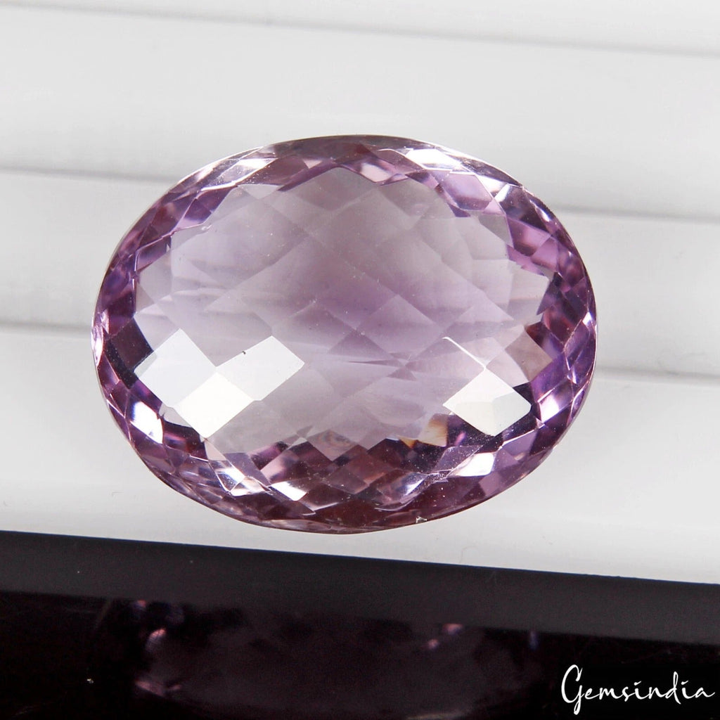 28.20 Ct Natural Untreated Amethyst Oval Checker Cut Gems For Making Jewelry