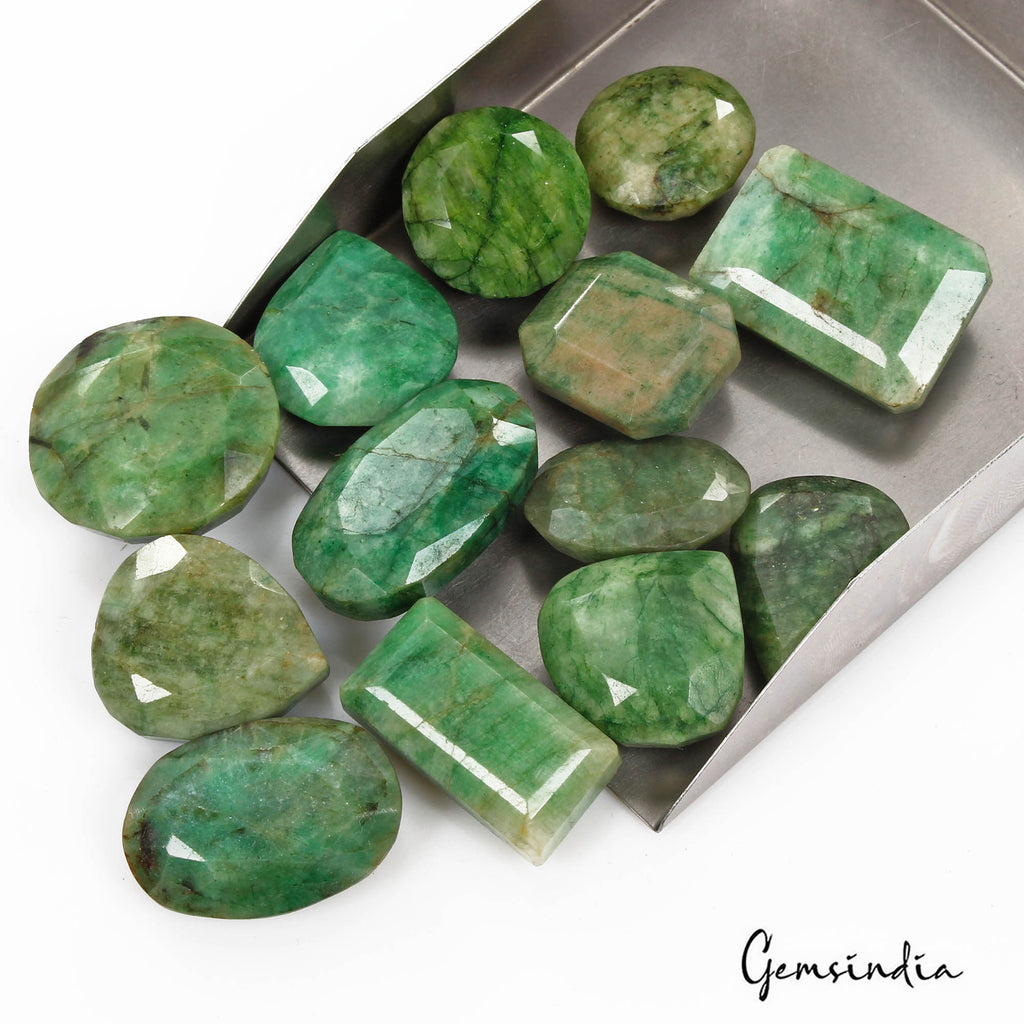 1000 Cts/13 Pcs Natural Brazilian Green Emerald Mix Cut Loose Wholesale Gems Lot