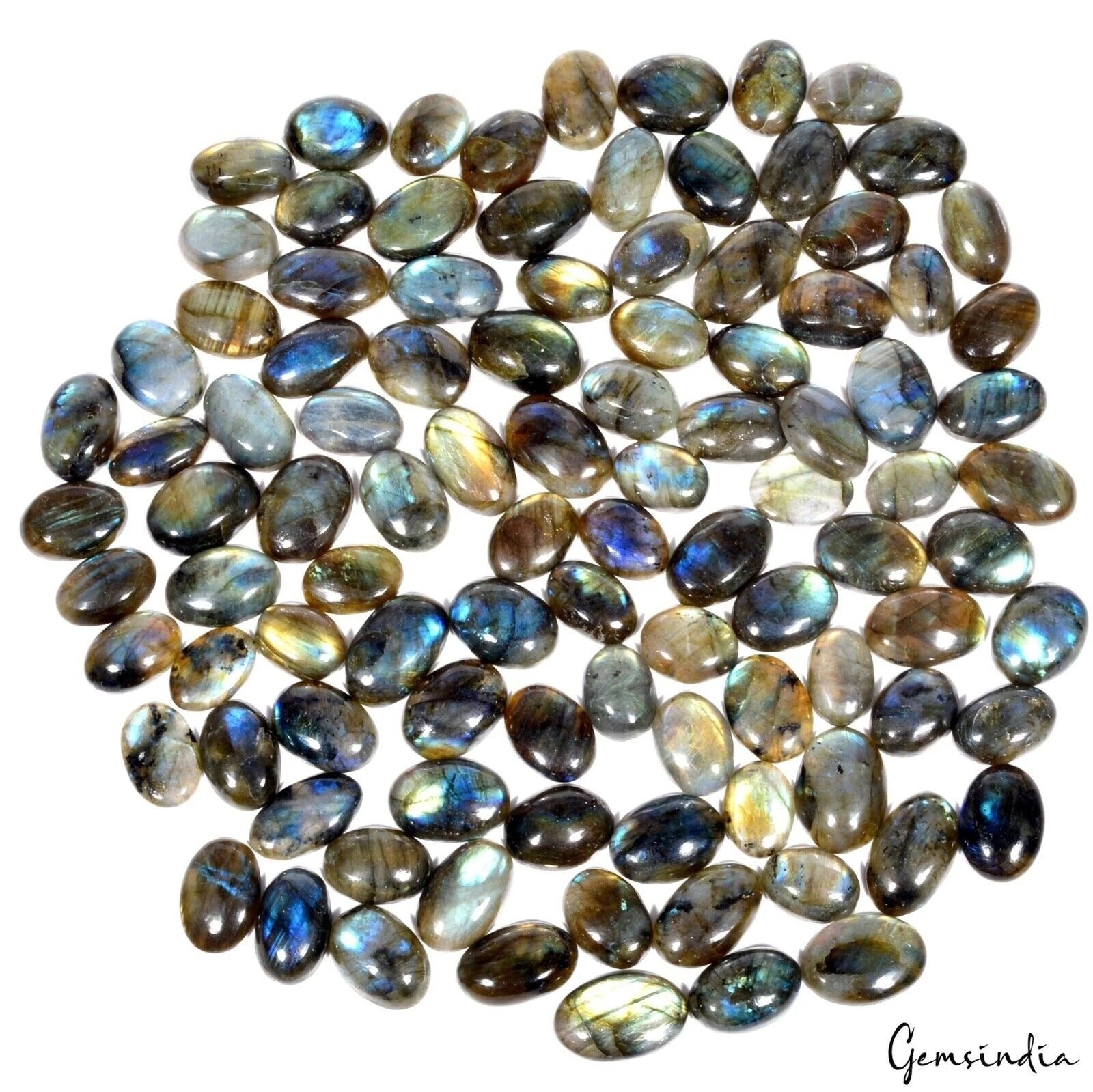 Labradorite Lot, Cabochon, Untreated — 100 Pieces, 18mm to 25mm, 1600 Ct
