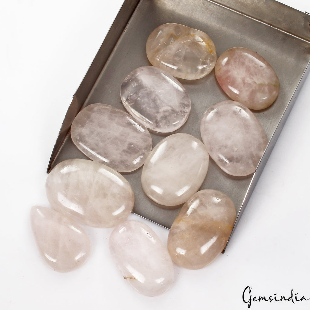 700 Cts/10 Pcs Natural Untreated Pink Rose Quartz Oval Cab Loose Wholesale Gems