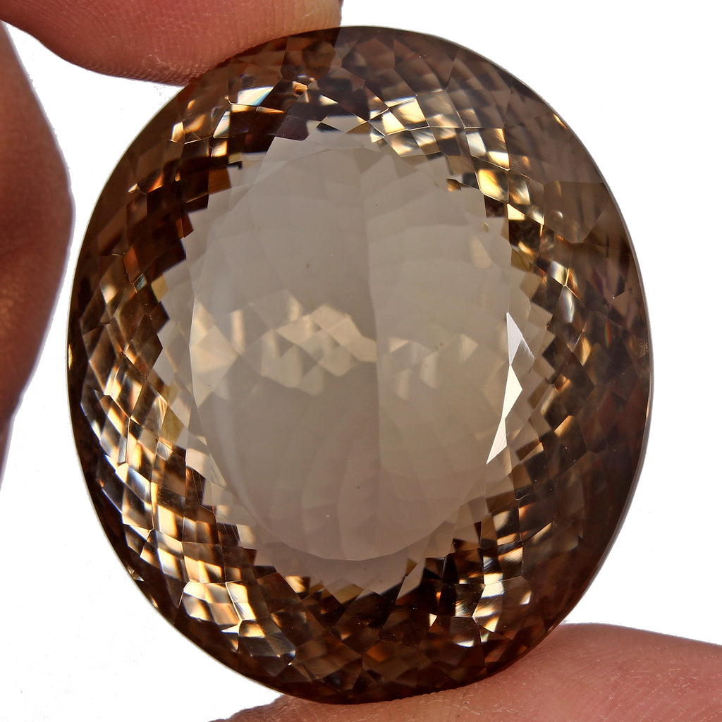 Quartz Loose Gemstone, Oval Faceted Cut, Untreated — 37x32x25 mm, 200 Ct, Madagascar