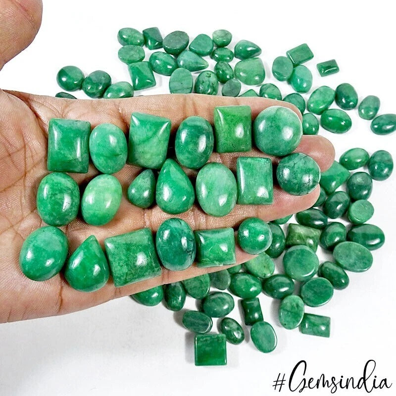 Emerald Lot, Cabochon, Color Enhanced, Green — 143 Pieces, 11mm to 20mm, 1900 Ct, Brazil