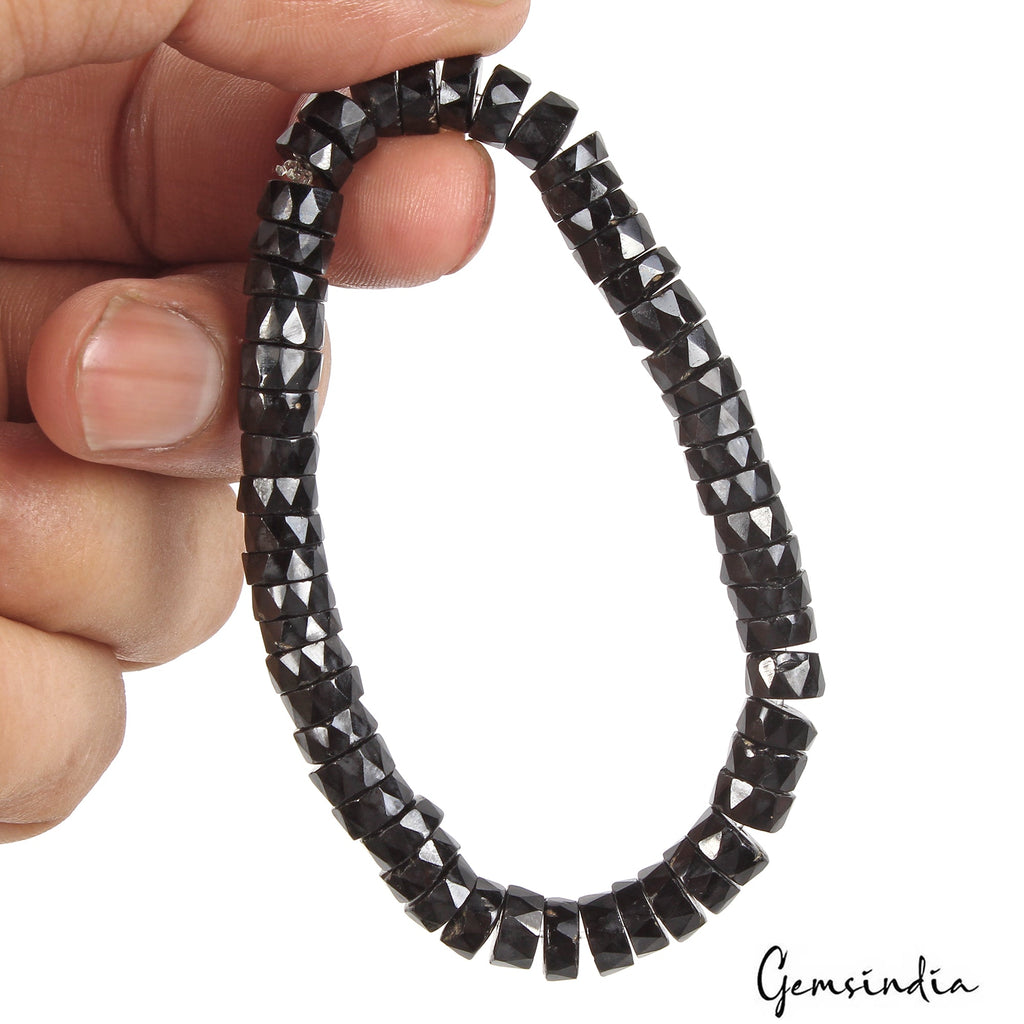 120.70 Ct Natural Black Spinel Round Cut Adjustable Stretch Bracelet For Women