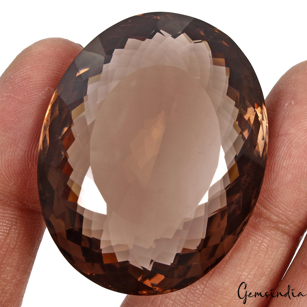 Smoky Quartz Loose Gemstone, Oval Faceted Cut, Untreated — 43x34x18 mm, 172.70 Ct, Madagascar