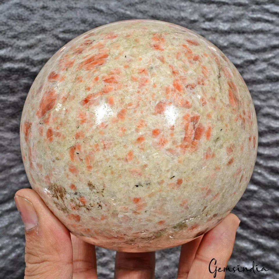 1.6 Kilo Sunstone Sphere Crystal Ball Quartz Healing Natural Gemstone 4.4 in