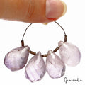 116.50 Cts/4 Pcs Natural Purple Amethyst Pear Checker Cut Drill Loose Briolettes