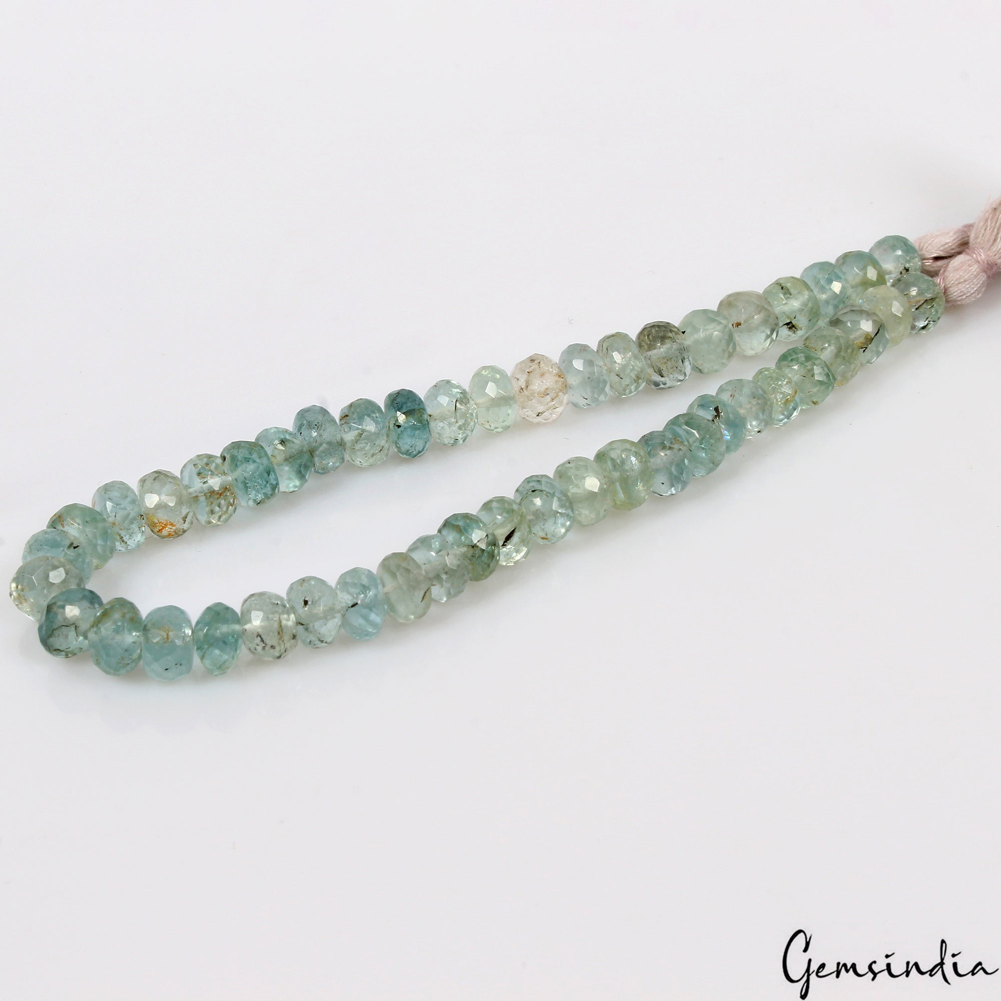 55 Cts Natural Blue Untreated Aquamarine Gem 6mm Round Faceted Beads Strand~7.5"