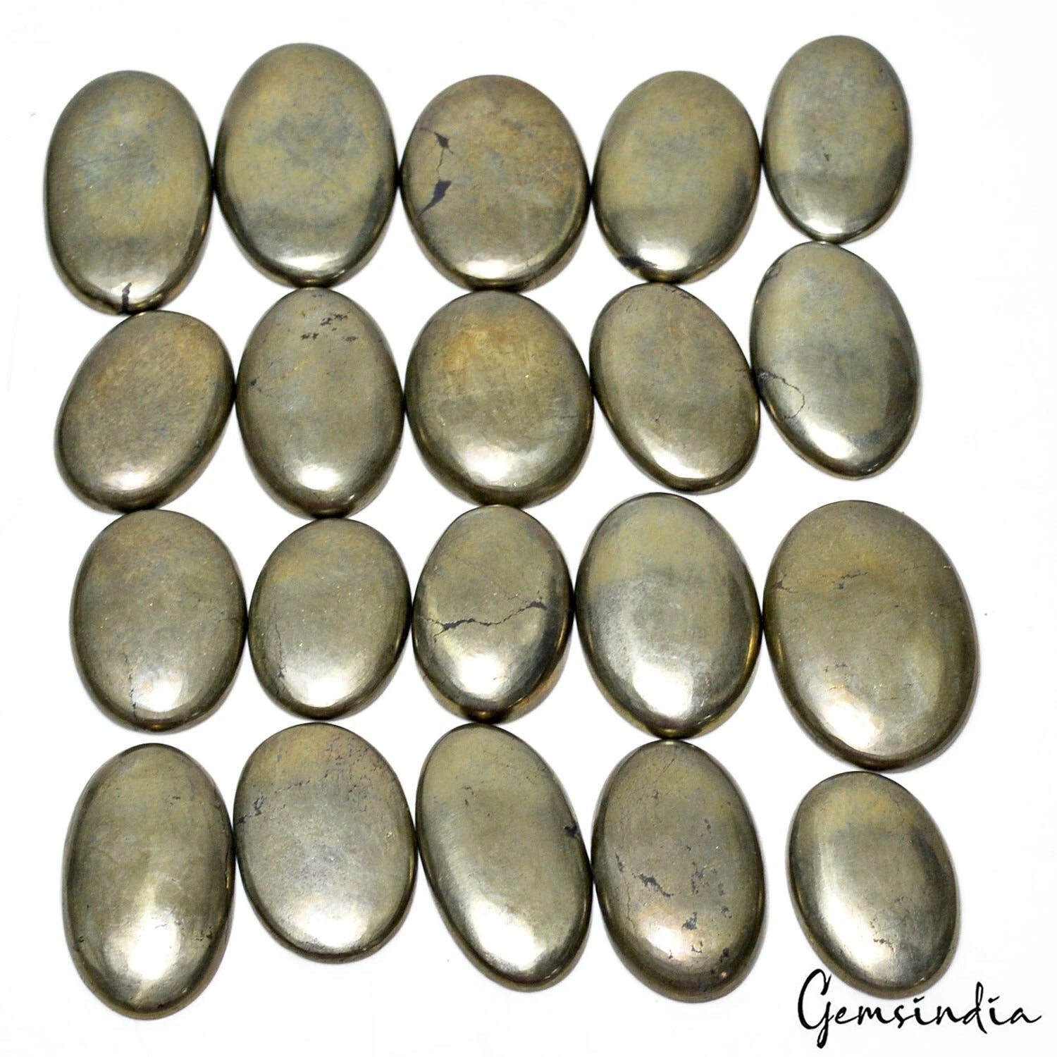 950 Ct Natural Gold Apache Pyrite Oval Cab Loose Wholesale Gemstone Lot 20 Pcs