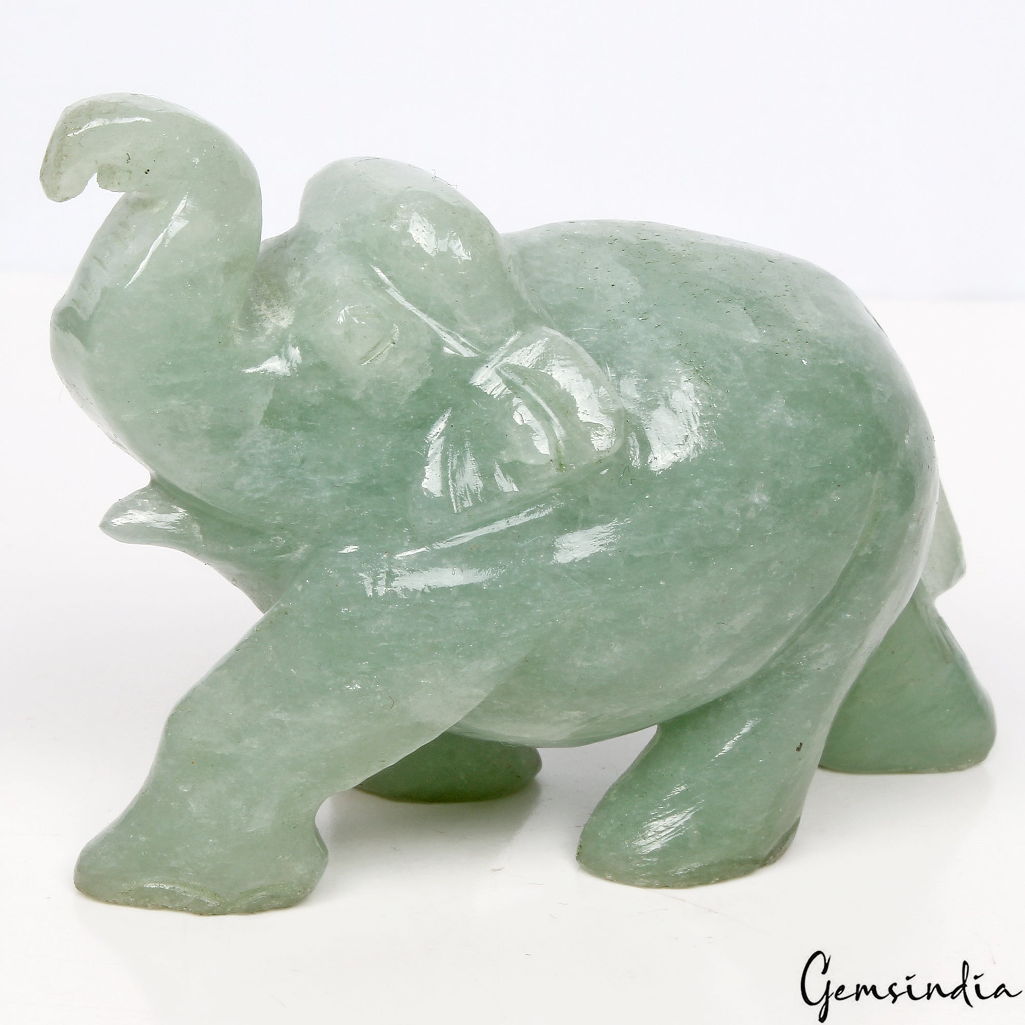 Handmade 855 Cts Natural Green Aventurine Elephant Sculpture Home Decor /Statue