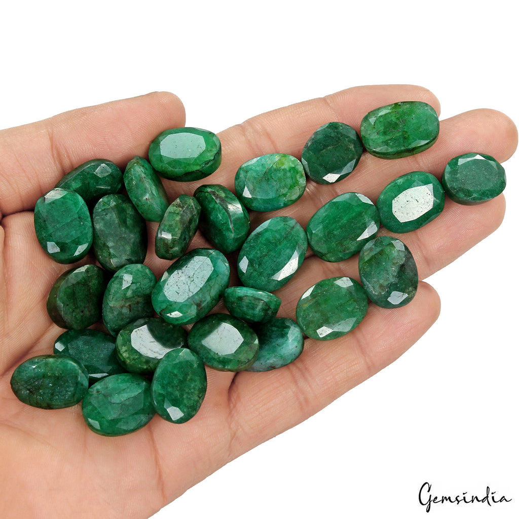 Emerald Lot, Loose Gemstone, Color Enhanced, Green — 27 Pieces, 16mm to 21mm, 440 Ct, Colombia