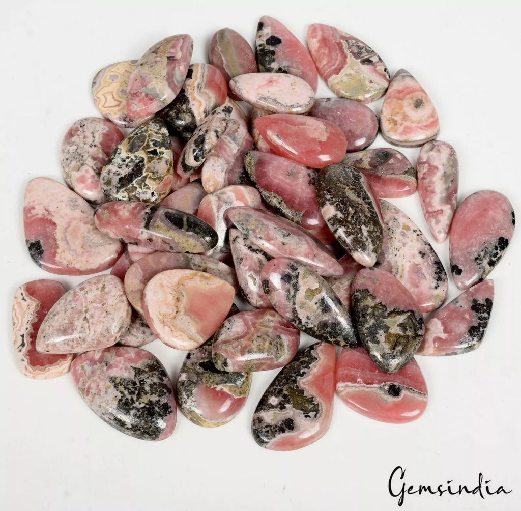 Lot 47 Pcs Natural Argentina Rhodochrosite High Grade 23-37mm Cabochon Gemstones