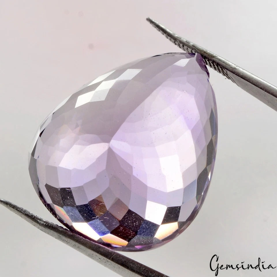 Pear Cut Natural Unheated Top Purple Amethyst Uruguay 32.80 Ct 23x19mm Big Gem