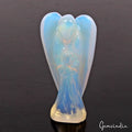 110 Cts Hydro Lab-Created Blue Shine Opal Carved Mini Angel Packet Statue 2”