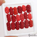 18 Pcs Taiwan Coral Gem Carved Ganesha Beautiful Ring Size Loose Stone 12mm-16mm