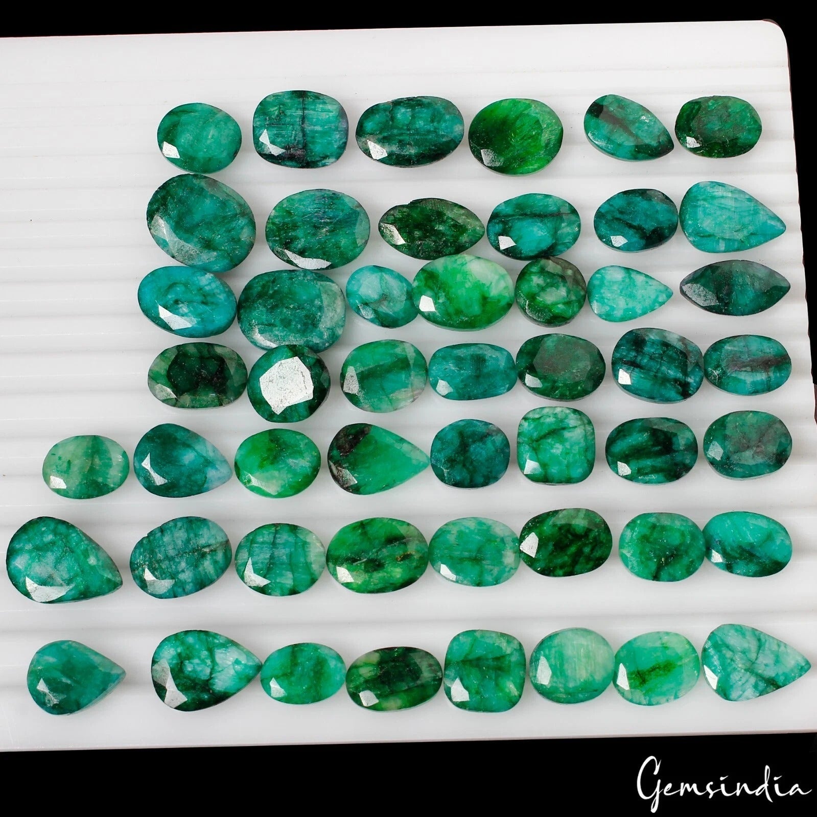 450 Ct Natural Brazilian Green Emerald Mix Cut Loose Ring Size Gemstones 50 Pcs
