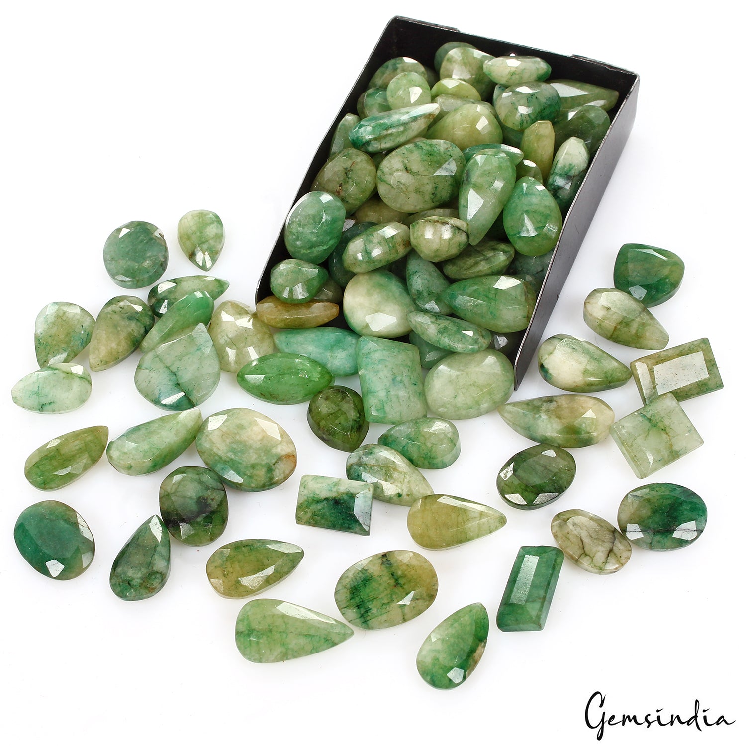 500 Cts/97 Pcs Natural Brazilian Green Emerald Mix Cut 8-16mm Loose Gems Lot