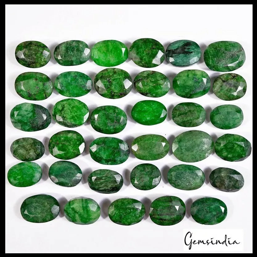 460 Ct Natural Green Brazilian Emerald Oval Faceted 14-20mm Loose Gemstones~35 P