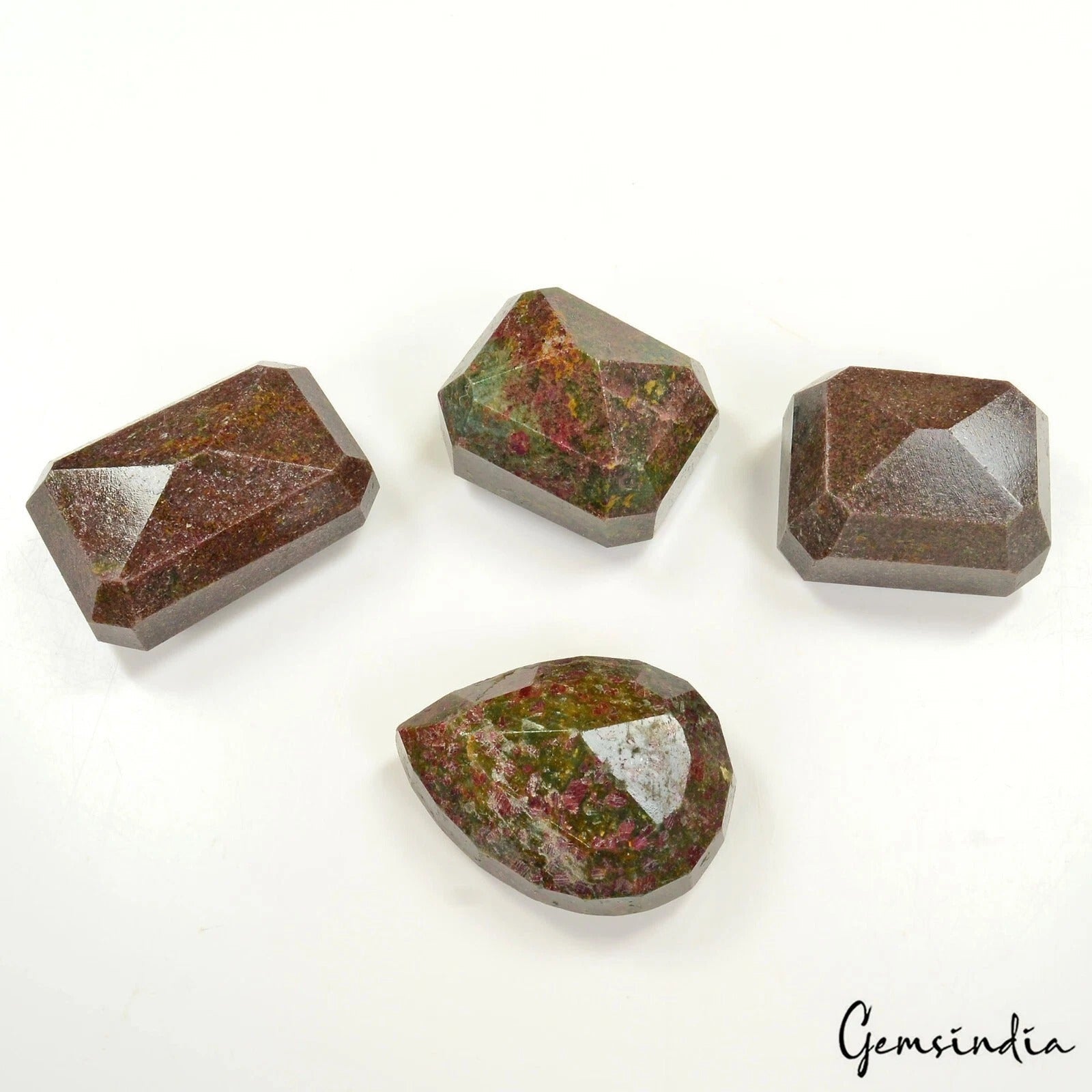 830 Ct/4Pcs Natural Untreated Bi-Color Ruby Fuchsite Mix Cut Loose Wholesale Gem