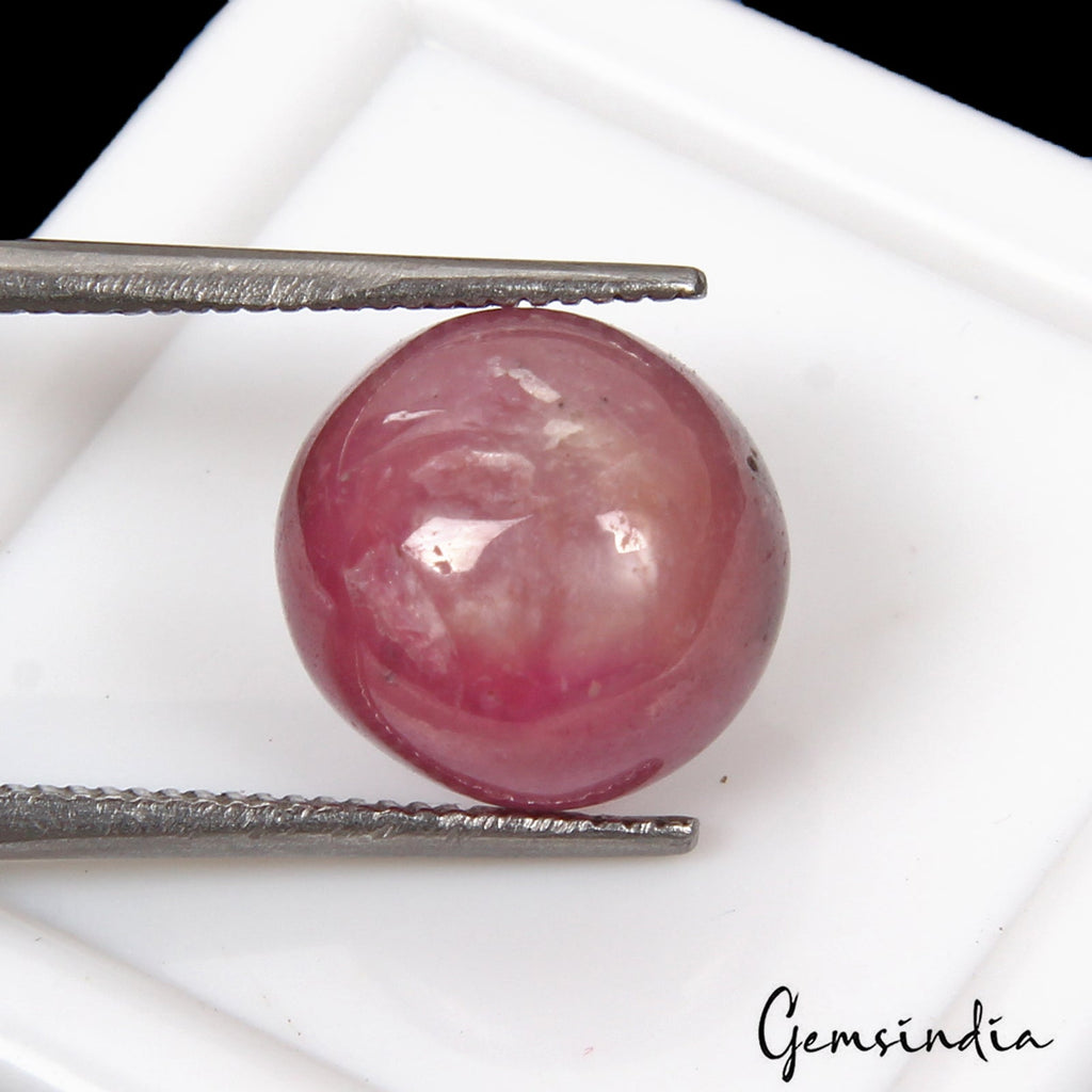 Certified 6.80Ct Natural Pink Star Ruby Round Cab Precious Loose Gem For Ring-RH