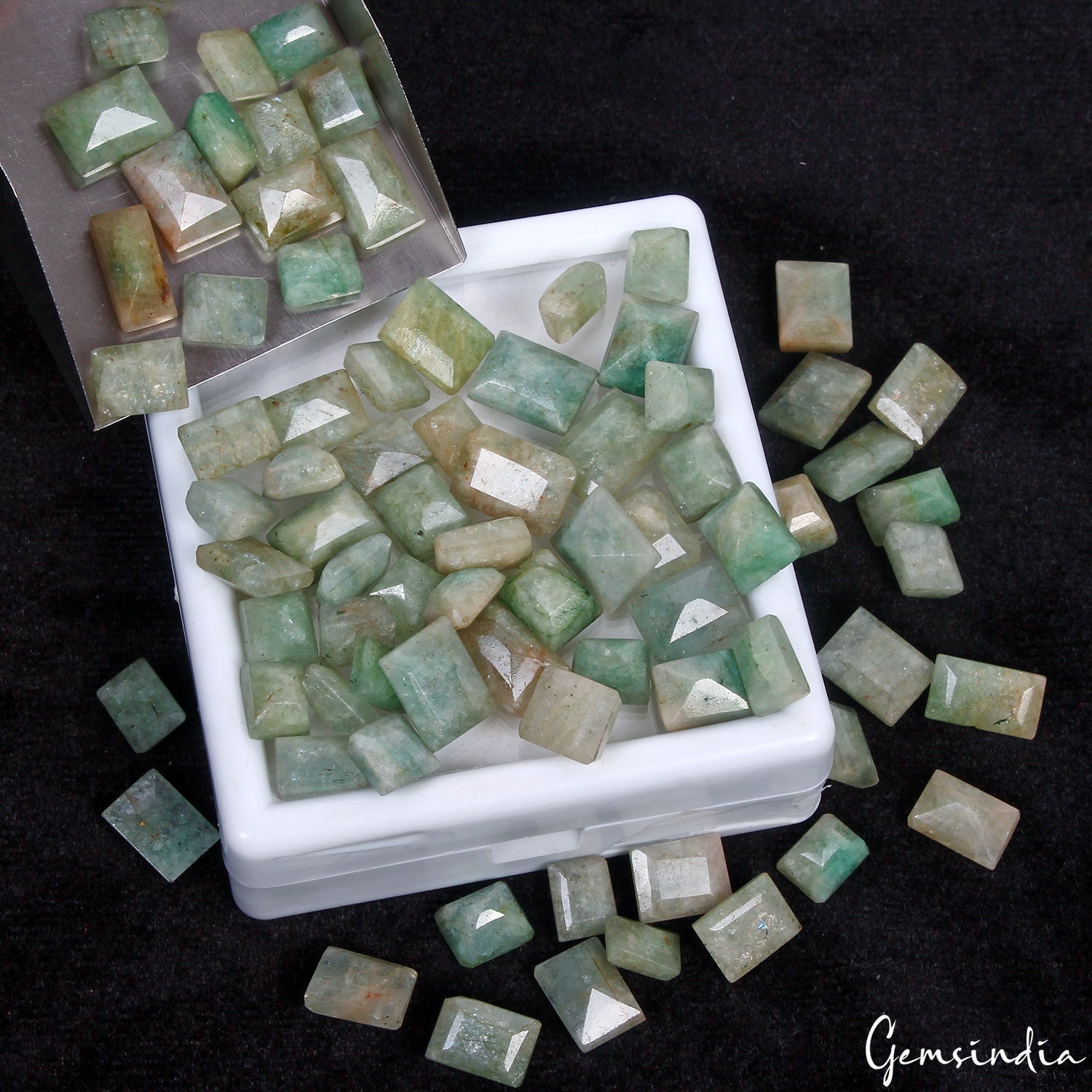 78 Pcs Natural Green Emerald From Brazil Mix Cut Loose 7-10mm Gemstones Lot