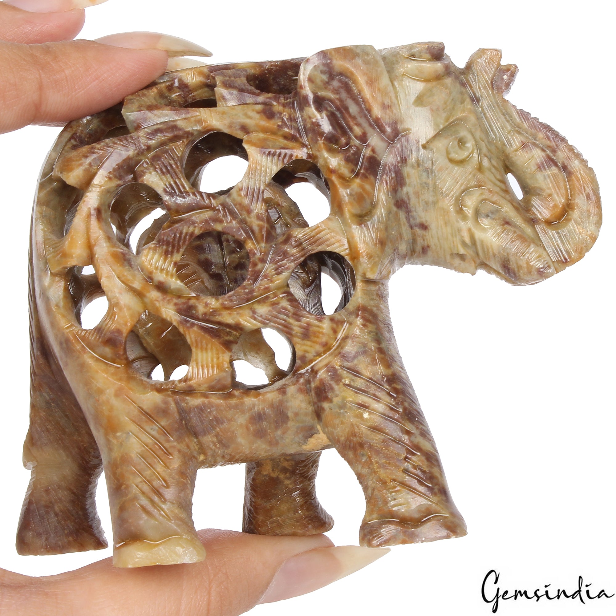 Soapstone Elephant Figurine — 97x77x44mm, 970 Ct