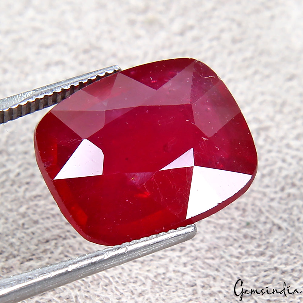 Natural Mozambique Blood Red Ruby 8.30Ct Cushion Cut Certified Flawless Gem~Excl