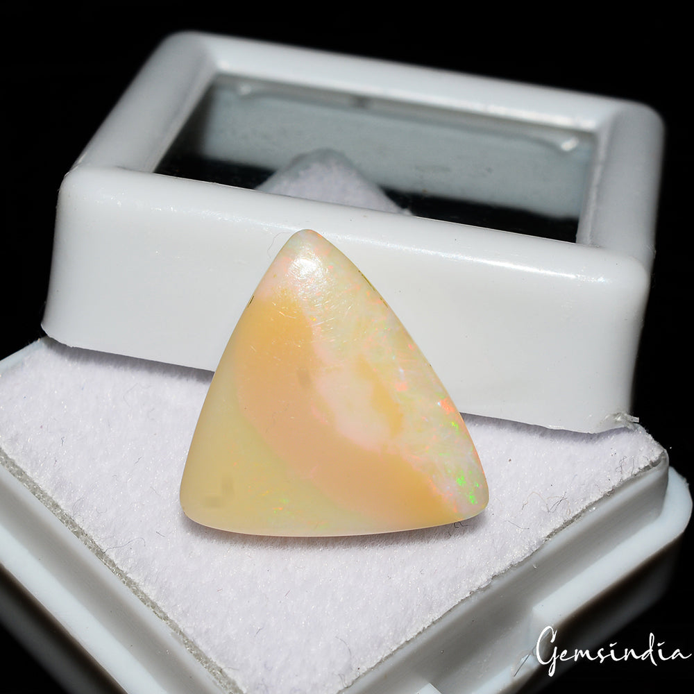 5.00 Cts Natural Ethiopian Opal Cabochon, Welo Multi Fire Trillion Huge Gemstone