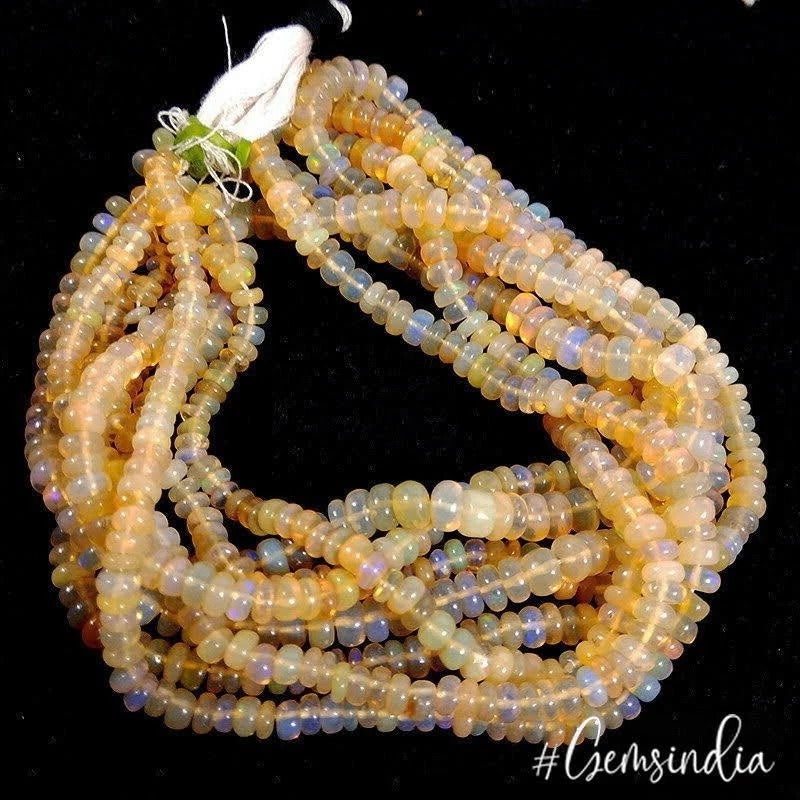 188 Ct/4 Strands Natural Ethiopian Untreated Welo Fire Opal Rondelle Beads ~16"