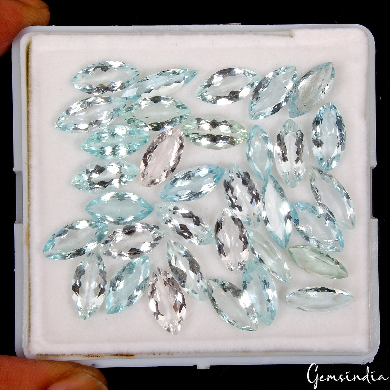 43.55 Ct/33 Pcs Natural Aqua Blue Aquamarine Marquise Cut 9-13mm Loose Gemstones