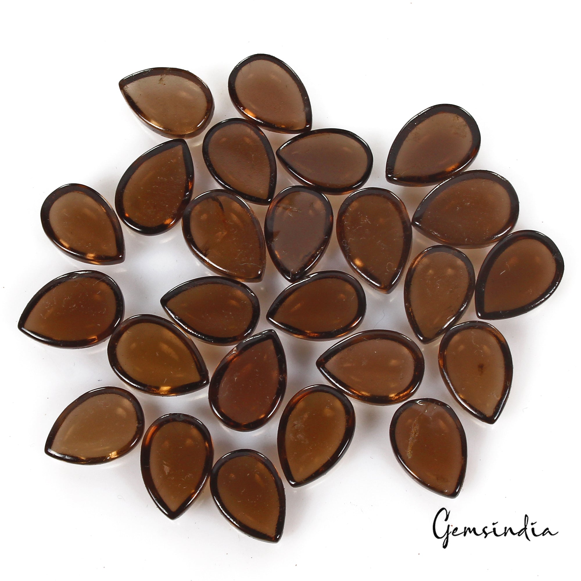 Certified 125 Cts/25 Pcs Natural Untreated Brown Smoky Quartz Pear Cab Gems Lot