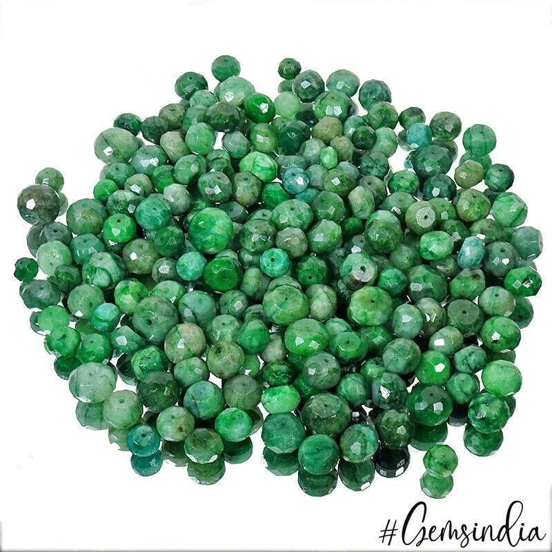 206 Pcs Natural Emerald Top Green Faceted Cut Drilled Beads Gemstones~ 3000 Cts