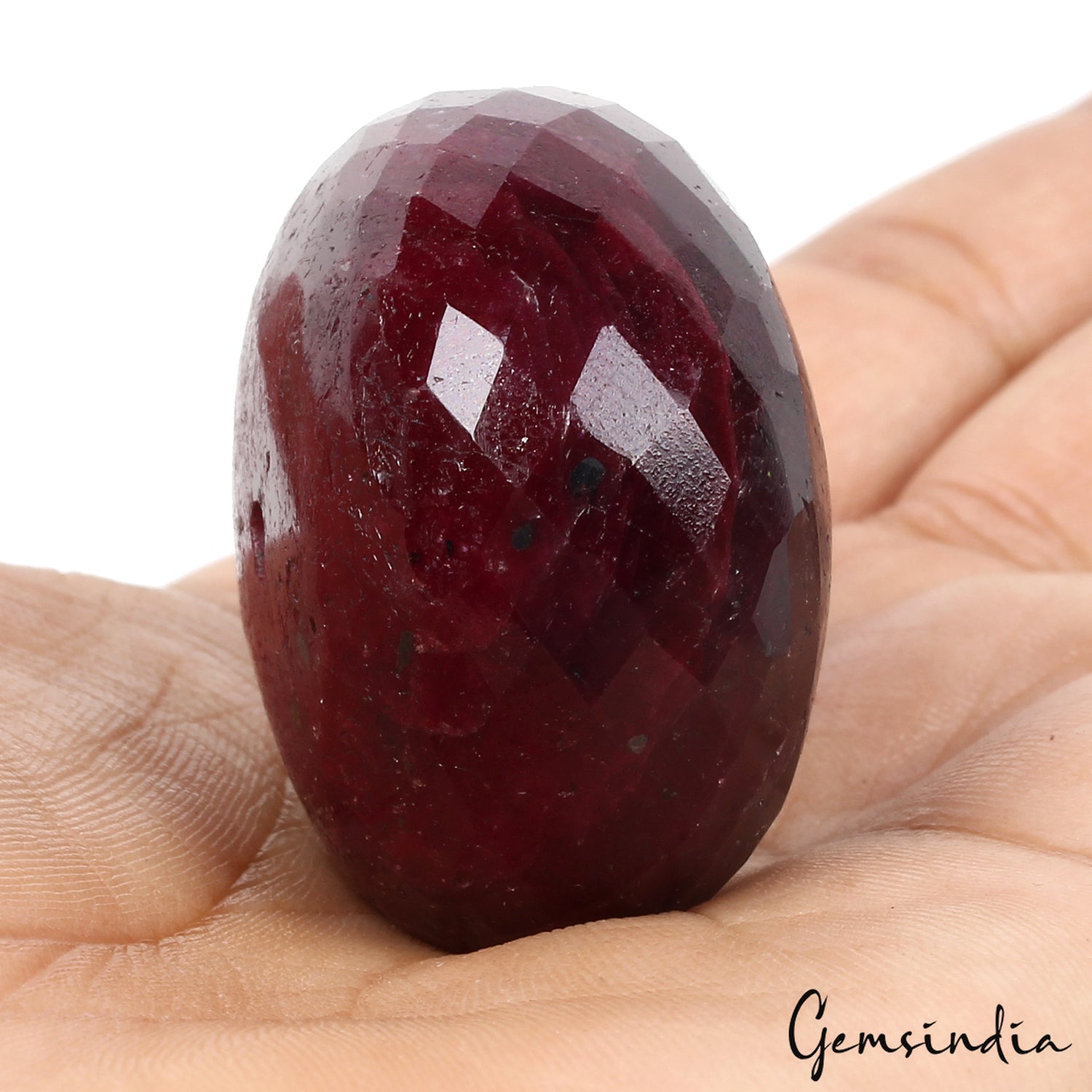 Giant 350 Ct Natural Earth Mined Ruby Gem 37mm Round Checker Cut Certified Bead