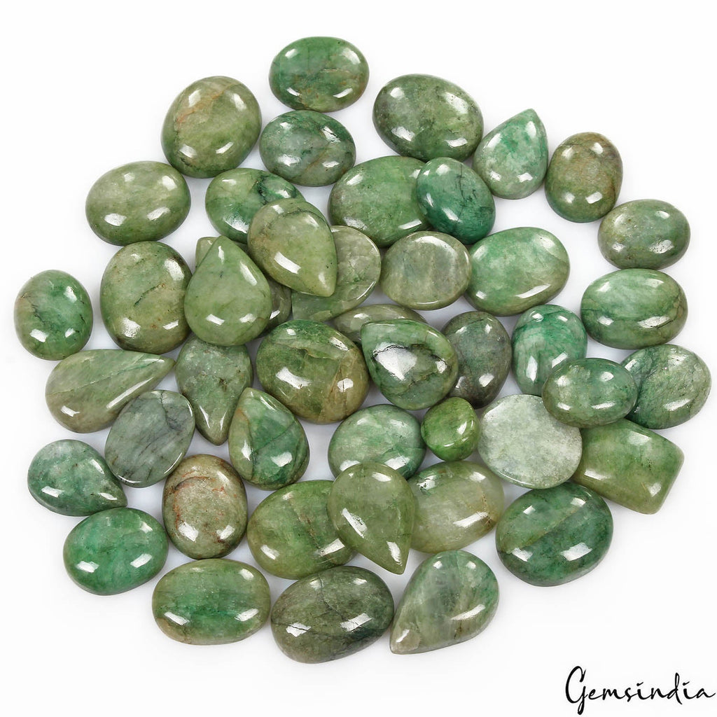 760 Ct/45 Pcs Natural Brazilian Green Emerald Mix Cab Loose Gems Lot For Jewelry