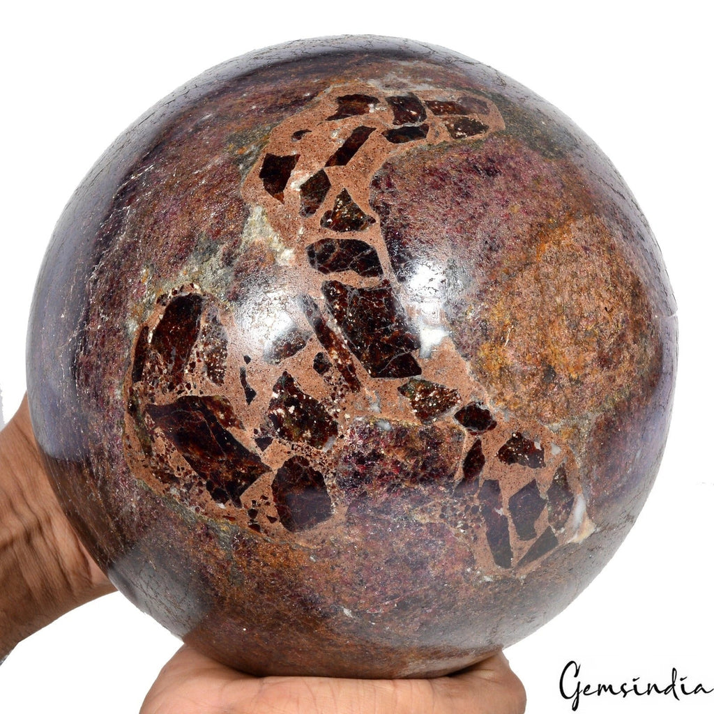 14.5 Kg Big Natural Garnet Gemstone Sphere Ball Crystal Reiki Healing Decor~7.6"
