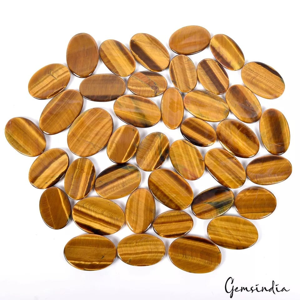 Tiger Eye Lot, Cabochon, Untreated, Brown — 40 Pieces, 35mm to 49mm, 2500 Ct, Madagascar