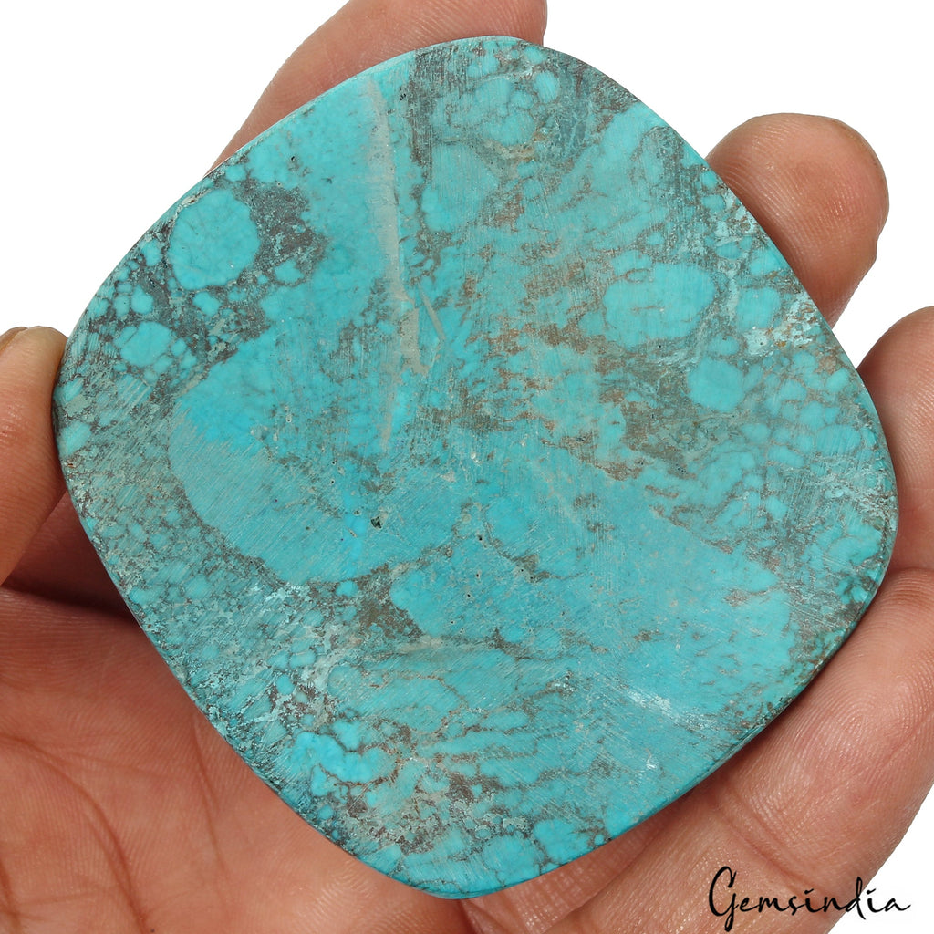 250 Cts Natural Blue Arizona USA Spiderweb Turquoise Cushion Cab Gem For Pendant
