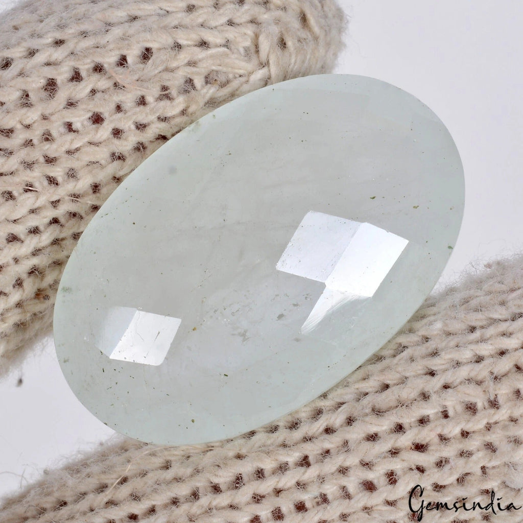 Natural Milky Aquamarine 100% Earth Mined Oval Faceted Loose Gemstone- 61.80 Ct
