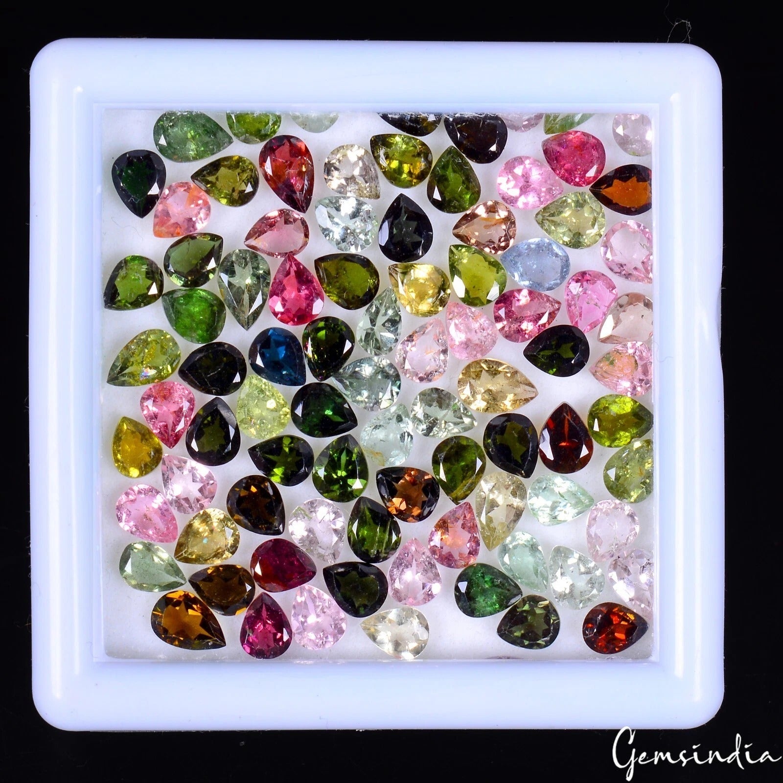 Certified 26.20 Ct/89 Pcs Natural Multi Color Tourmaline Pear Cut Gems For Jewel